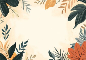 Wall Mural - Tropical Leaves Border  Frame Background Illustration