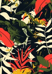 Wall Mural - Tropical Jungle Pattern Seamless Design