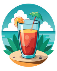 Ocean glass of drinks vector illustration isolated on a white background