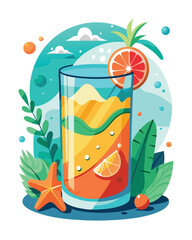 Ocean glass of drinks vector illustration isolated on a white background