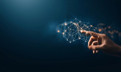 Leinwandbilder - Hands-on modern interface connecting digital transformation and metaverse concepts. A clear connection between the next generation of technology and the new era of innovation.