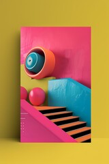 Abstract Colorful 3D Geometric Shapes Poster Design