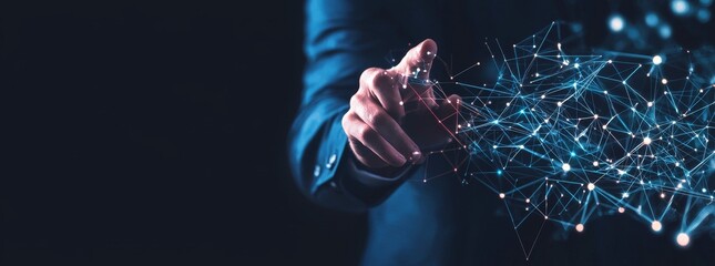 Leinwandbilder - Conceptual image of a woman touching a computer screen representing the next generation of technology.