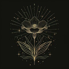 Poster - Surreal aesthetic flowers logo chandelier fireworks lamp.