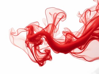 Swirling movement of red smoke abstract line Isolated on white background