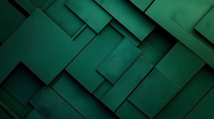 Poster - Geometric pattern of overlapping green rectangles creating a modern and sophisticated abstract background..