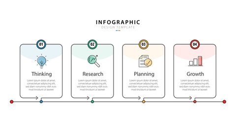 Poster - Infographic template 4 Step timeline journey isolated background, Data visualization flat simple design. presentation graph. Business timeline creator 4 options, vector illustration.