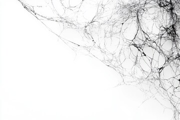 Black Spider Web Pattern on White Background.