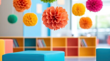 Poster - An inspiring classroom with colorful decorations and interactive learning tools.