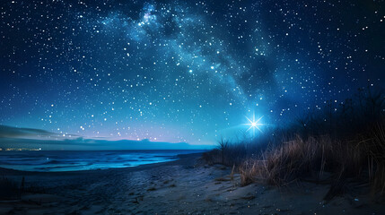 Wall Mural - Starry Night Beach: A Serene Landscape Under the Milky Way