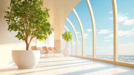 Poster - A view of an airport lounge with passengers relaxing and waiting for their flights.