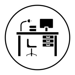 Poster - Workstation vector icon. Can be used for Home Based Business iconset.