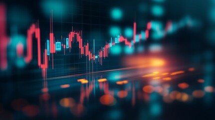 Poster - analyzing financial data trends with vibrant graphs in a digital environment during nighttime