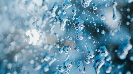 Wall Mural - Raindrops on Glass: A Close-Up View of Nature's Beauty