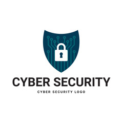 Wall Mural - Cyber Security Logo or badge for technology and security company.