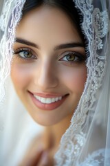 Wall Mural - Portrait of beautiful bride in veil