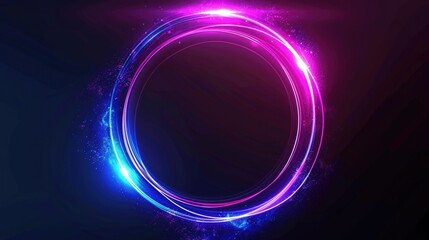 Wall Mural - Circle Flare. Abstract Blue and Purple Circle Glow on Black Background Design