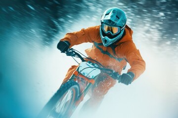 Wall Mural - Snow biking sports snow motorcycle.