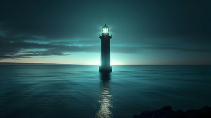 Canvas Print - Lighthouse Standing Tall Against the Stormy Sea