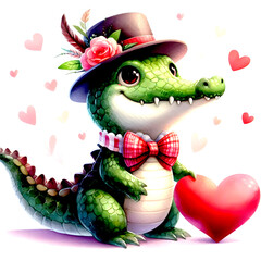 Wall Mural - crocodile with love 