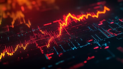 Poster - colorful digital stock market trend graph displaying fluctuating prices and data analytics in a futu