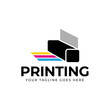 © arum - Printing company logo design with printer graphics  illustration with cyan, magenta, yellow, and black color.