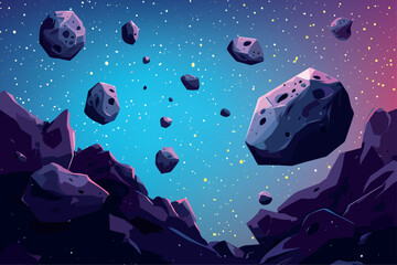 Wall Mural - asteroids in the space background. planets in outer space landscape. galaxy, cosmos, universe futuri