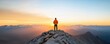 © nunoi - A sunrise over a mountain peak, with a lone figure standing tall, embracing new beginnings and driven by fresh determination motivation, new beginnings imagery