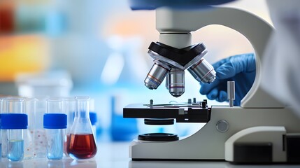 Poster - Microscope and Test Tubes in a Laboratory Setting