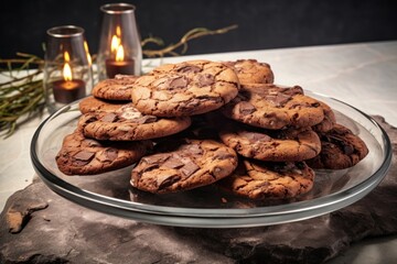 Canvas Print - Chocolate cookies food biscuit table.