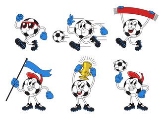 Happy Football Cartoon Character Set Collection