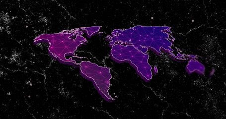 Wall Mural - Image of network of connections over world map