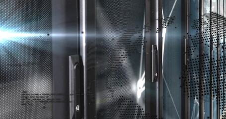 Poster - Metallic mesh and light reflections, futuristic technology image