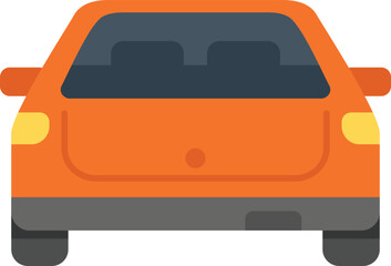 Poster - simple and colorful vector illustration of a generic orange car parking, rear view