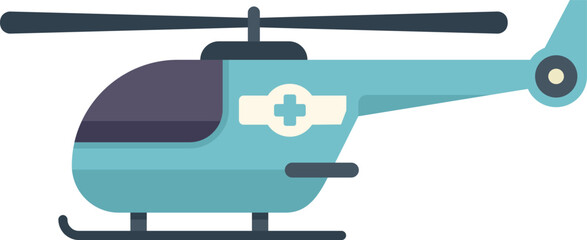 Poster - Blue medical helicopter transporting patient for emergency care in hospital