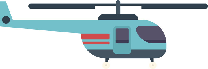 Poster - simple vector illustration of a blue helicopter flying in the air, isolated on a white background