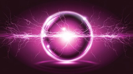 Light ball surrounded by flowing plasma energy with vector electric lightning and dynamic light flashes, creating a mesmerizing and vibrant visual effect