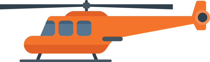 Poster - orange helicopter is standing on the ground with its propeller blades rotating