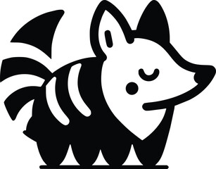 Wall Mural - Cute Aardwolf Black and White Illustration