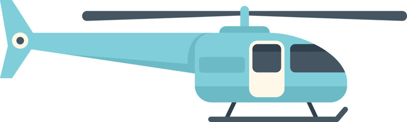 Poster - light blue helicopter hovering in the air with rotating blades