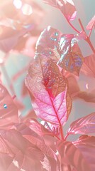 Canvas Print - Pink leaves photo outdoors blossom glitter.