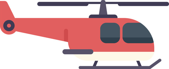 Poster - red helicopter with rotating blades waiting on a helipad for take off
