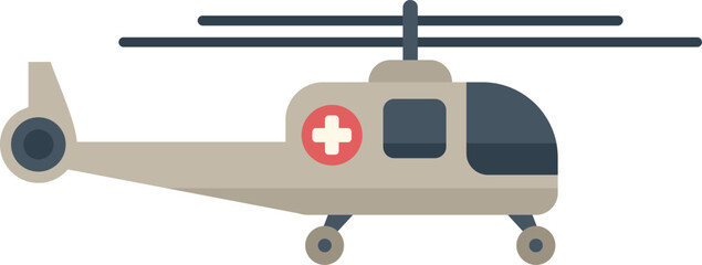 Poster - medical helicopter is flying through the air, transporting a patient to the hospital for emergency c
