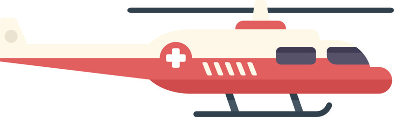 Poster - red and white air ambulance helicopter is flying to transport a patient to the hospital