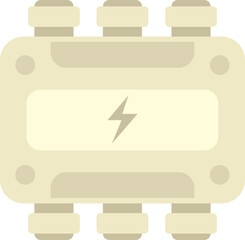 Poster - electric fuse box connecting four wires providing electricity supply for domestic appliances, flat v