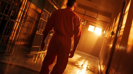 Wall Mural - dangerous prisoners, orange uniform, asylum, cinematic, dramatic lighting