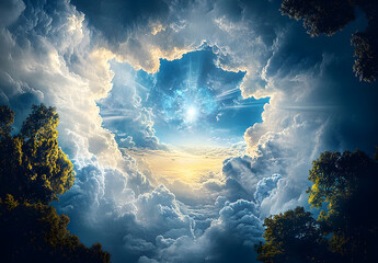 Wall Mural - creation of heaven and earth. generative ai