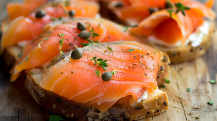 Sticker - Smoked Salmon Sandwich with Capers and Thyme - A Delicious Appetizer