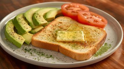 Sticker - Avocado Toast with Butter and Tomatoes: A Simple and Delicious Meal