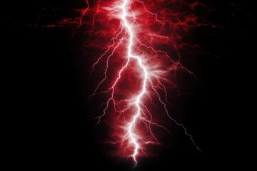 Canvas Print - Dramatic red lightning bolt striking